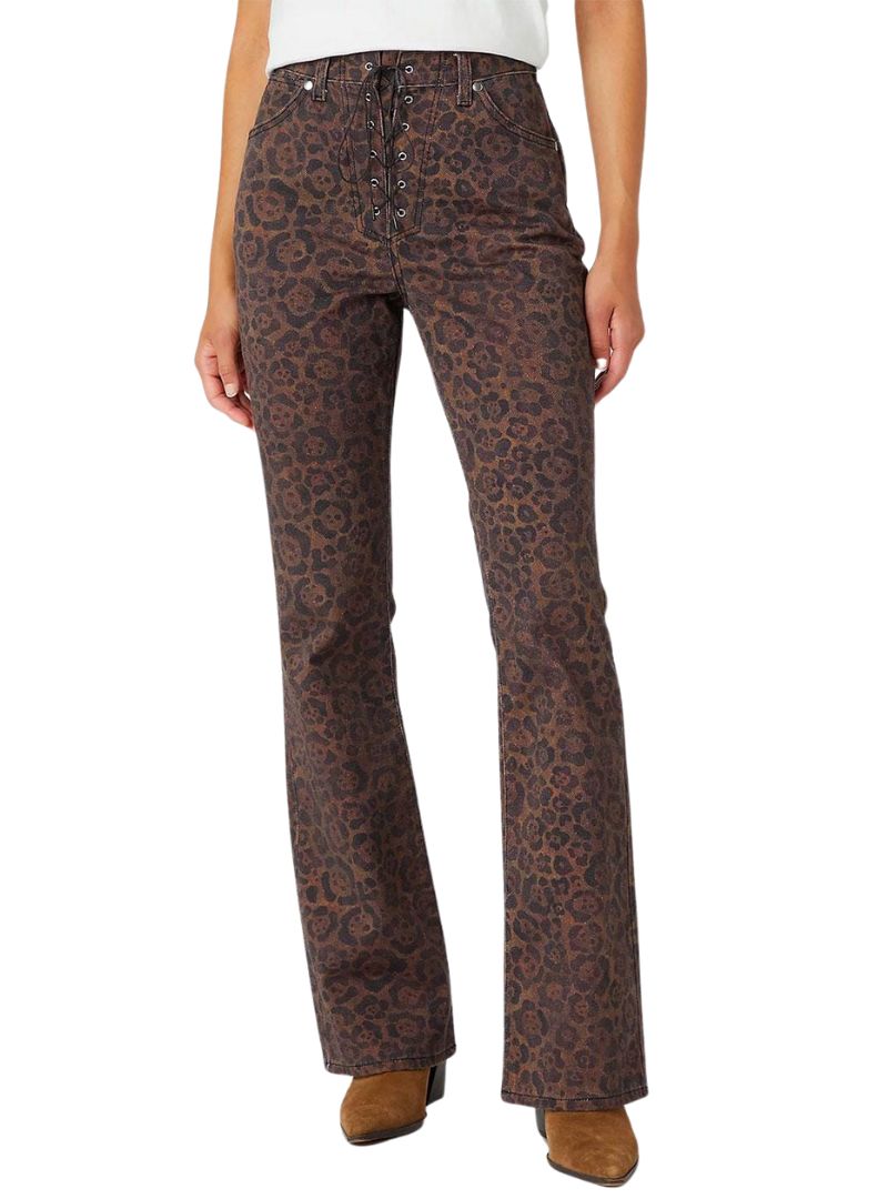 PRINT DETAILED HIGH RISE BOOTCUT JEANS