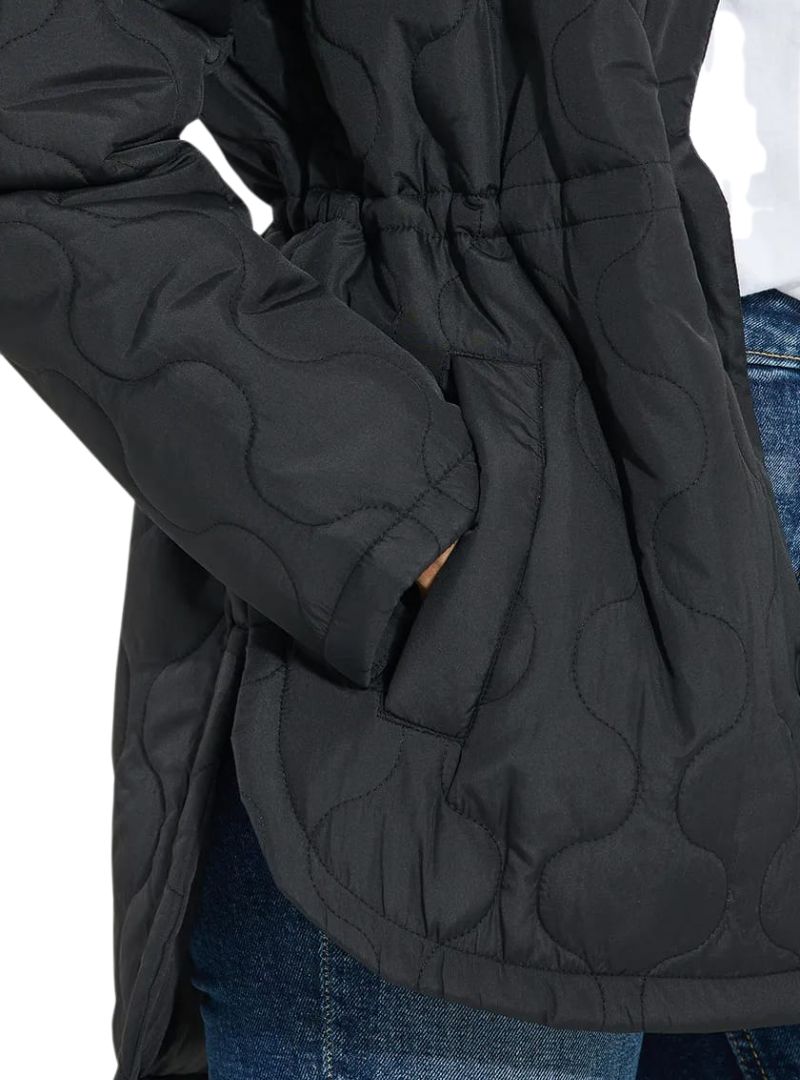 PATTERNED ROUND NECK LONG LENGTH JACKET