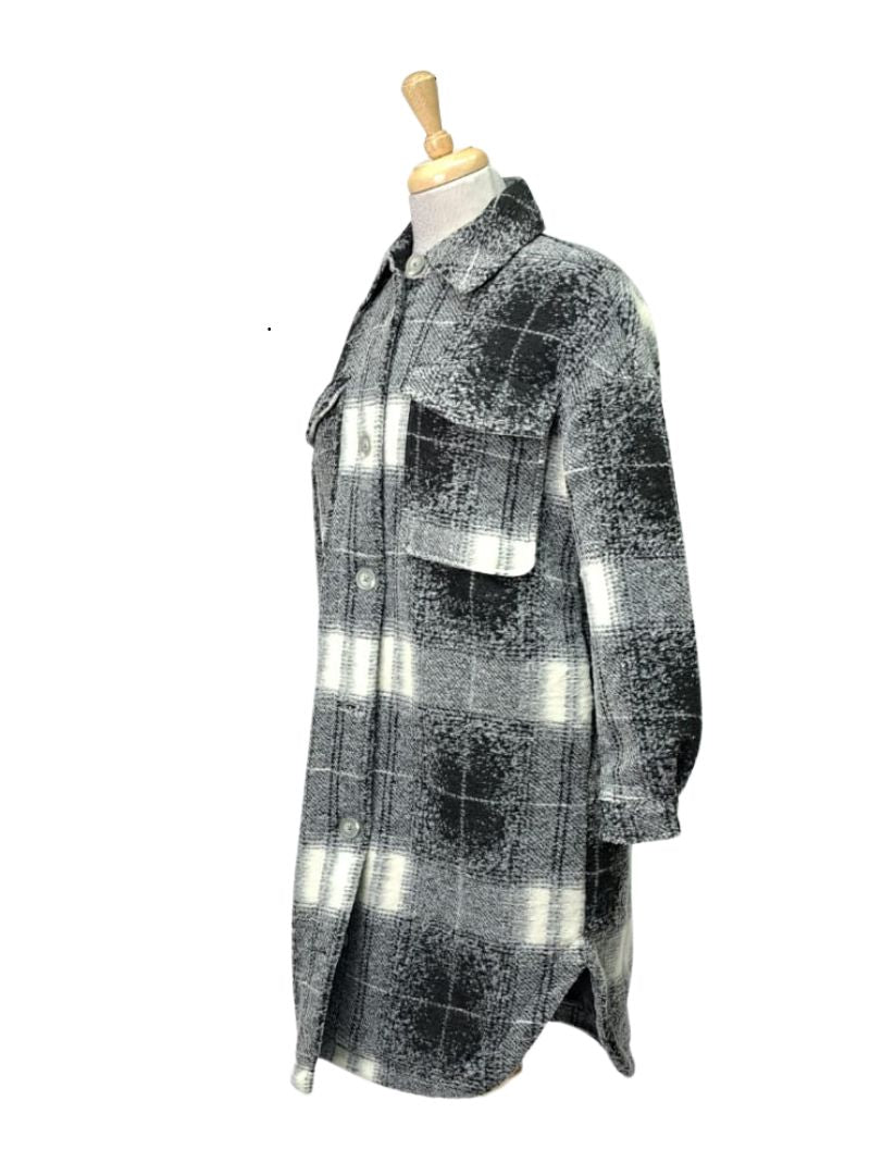 Sinsay Ladies Checked Coat - Black