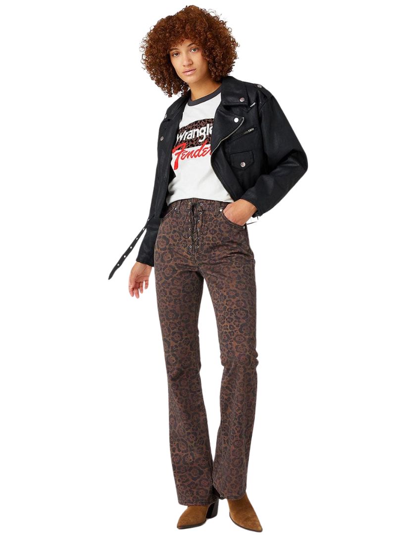 PRINT DETAILED HIGH RISE BOOTCUT JEANS