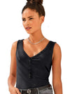 Lascana Ladies Buttoned Sleeveless Top - Black