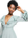 Asos Design Ladies Ruffle Detail Dress - Sage Green