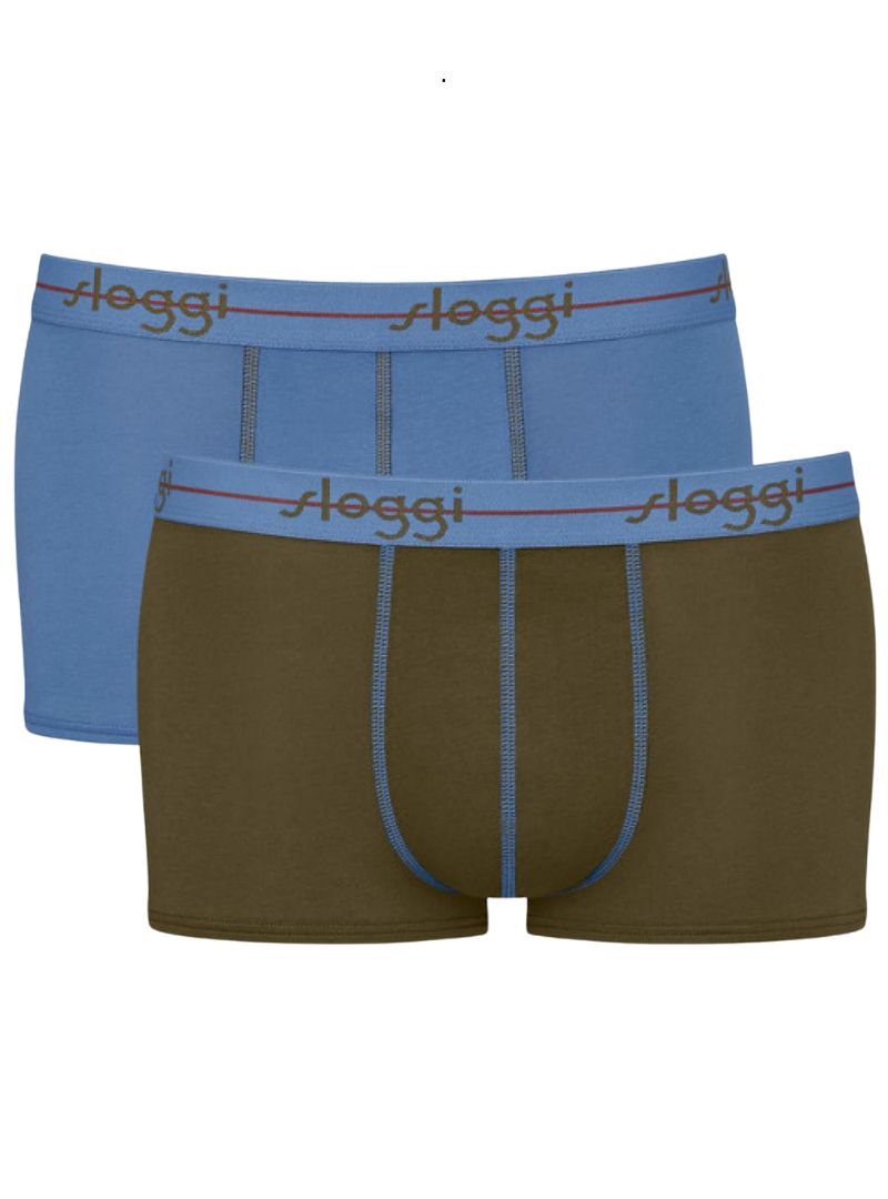 Sloggi Mens Underwear Boxer Shorts ( 2 - Pack ) - Blue/Green