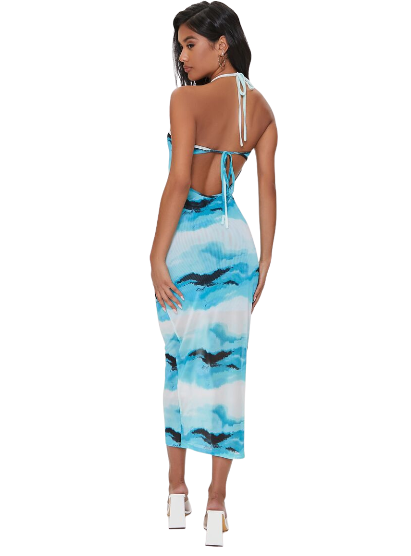 Forever 21 Ladies Mesh Halterneck Dress - Blue