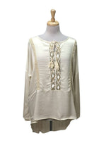 Ada Gatti Ladies Sequins Detail Blouse - Beige