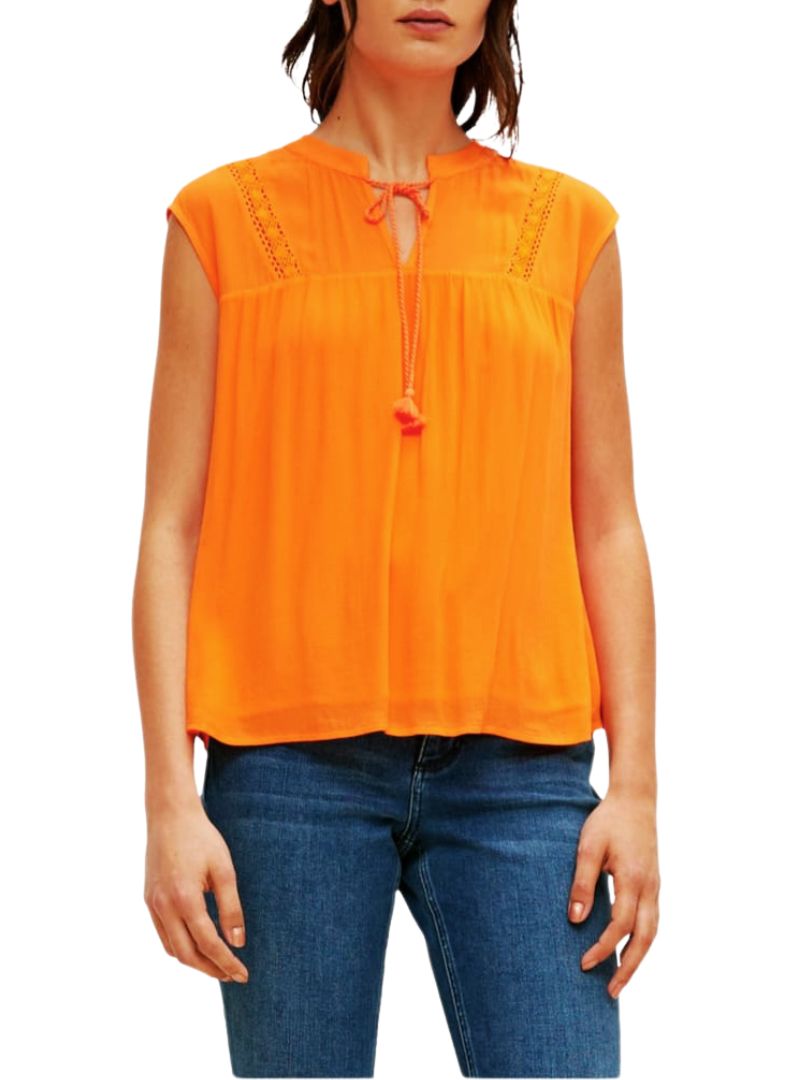 V NECK TIE FRONT BLOUSE