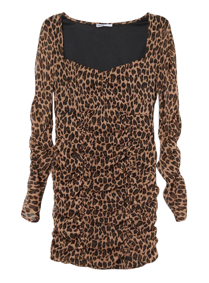 Cropp Leopard Print Chiffon Dress - Brown/Black