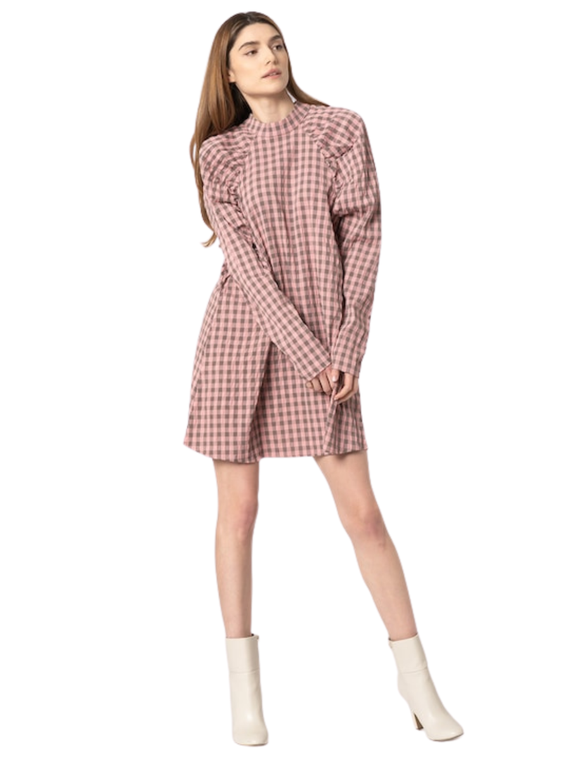 Missguided Ladies Check Dress - Pink/Brown