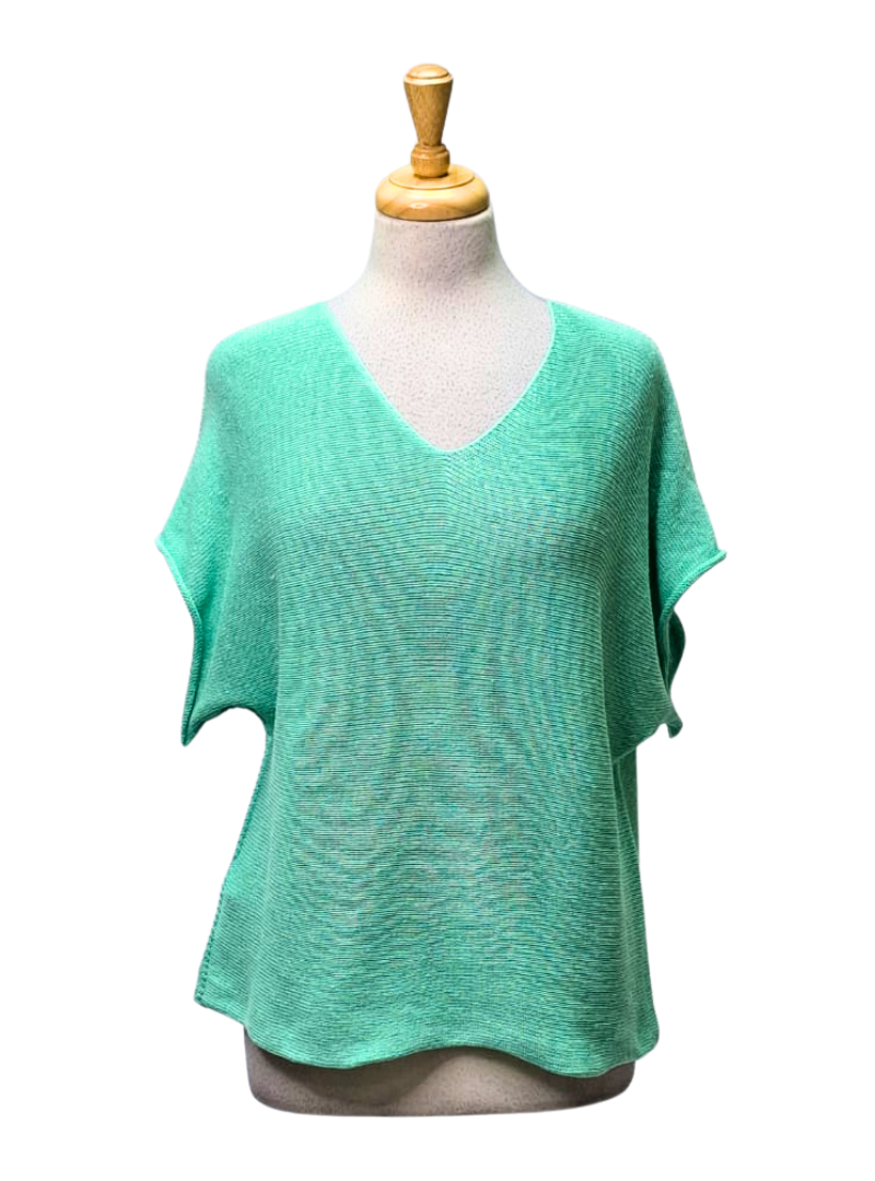 Made In Italy Ladies Knit Top - Turquoise
