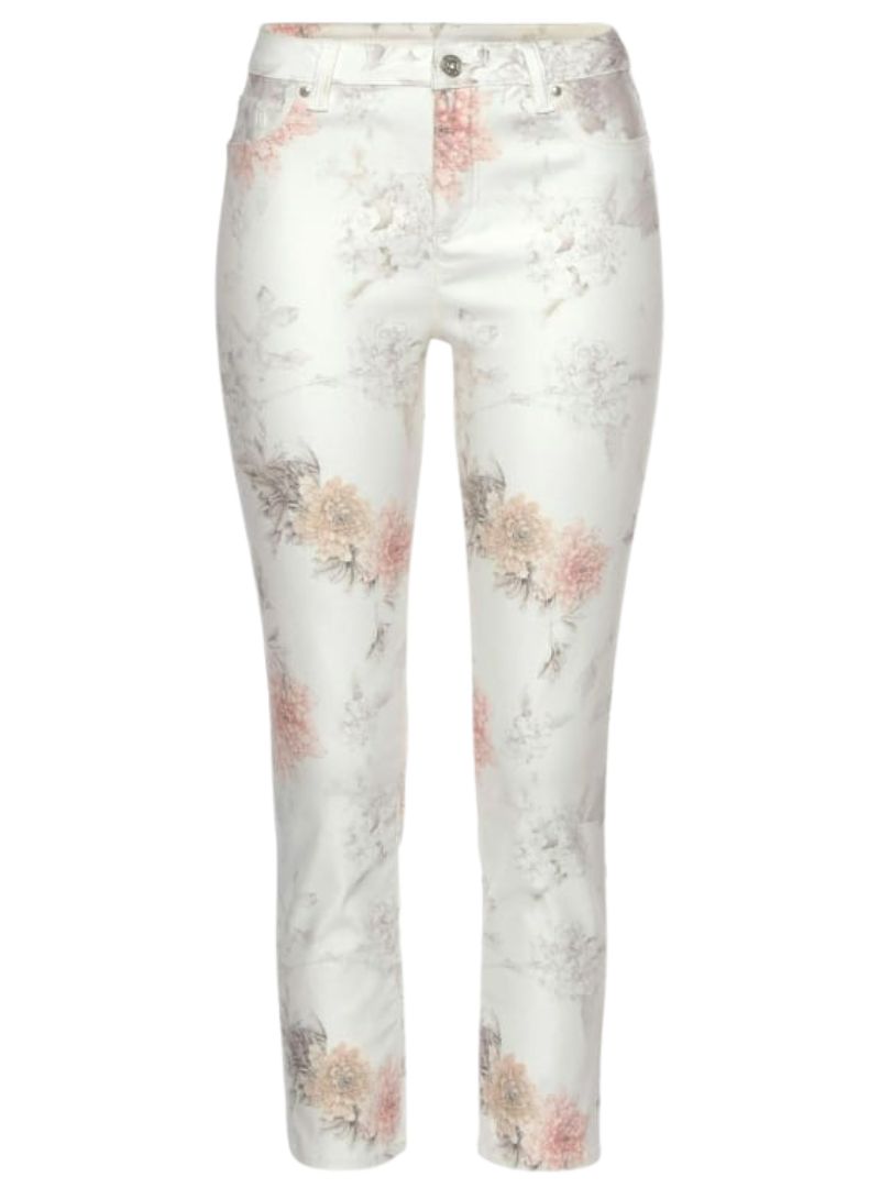 Lascana Ladies Floral Jeans - Beige/Brown/Pink
