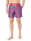Amazon Essentials Mens Printed Swim Short - Red/Blue