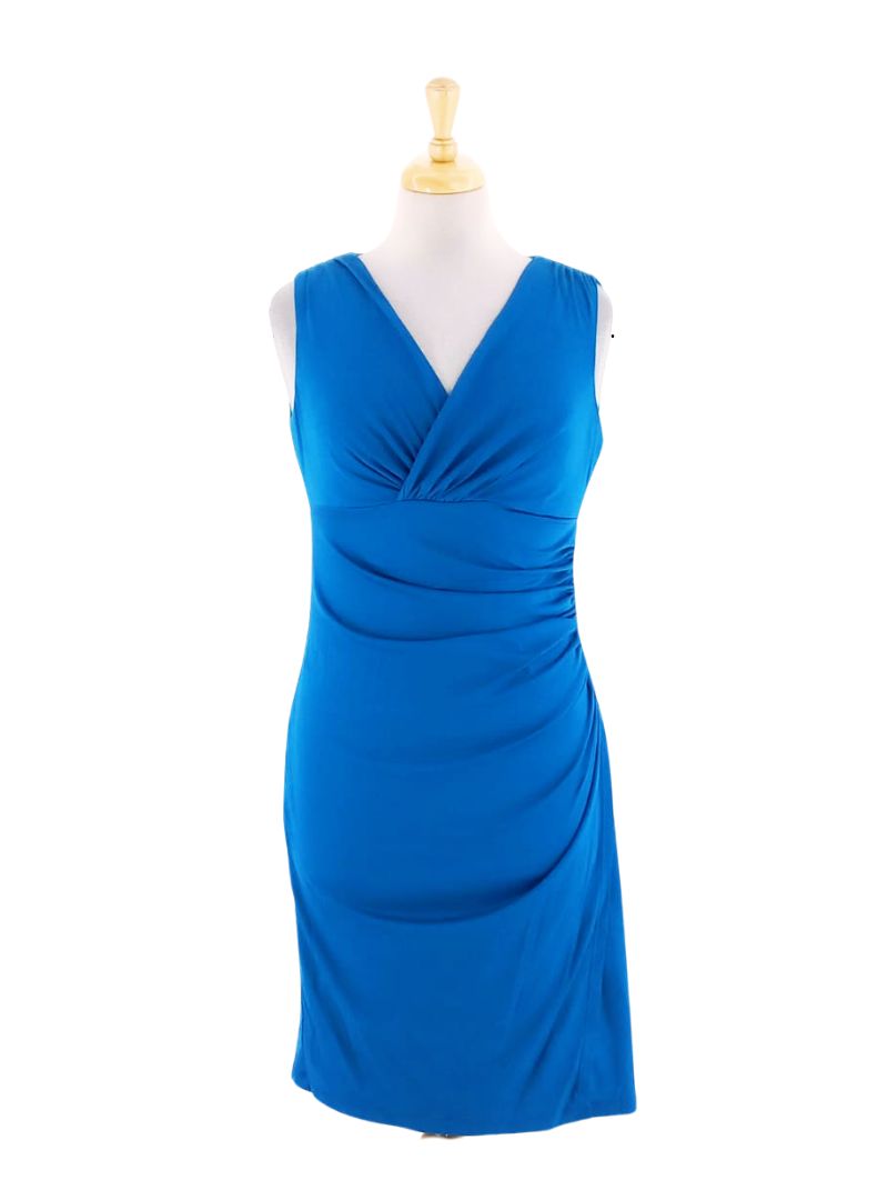 SIDE RUCHED SLEEVELESS DRESS