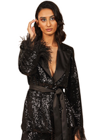 Vanessa Gounden Tabia Formal Jacket - Black Sequins
