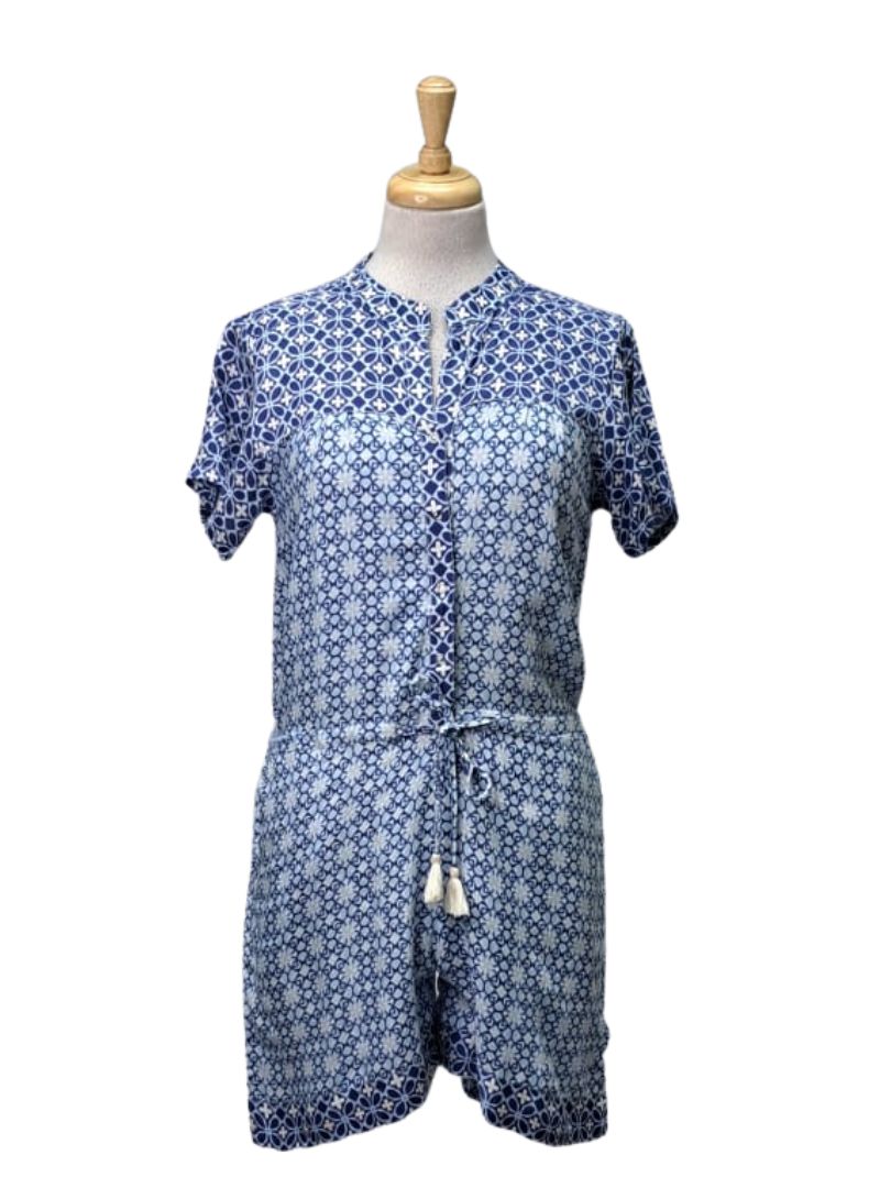 Ada Gatti Ladies Patterned Jumpsuit - Blue/White