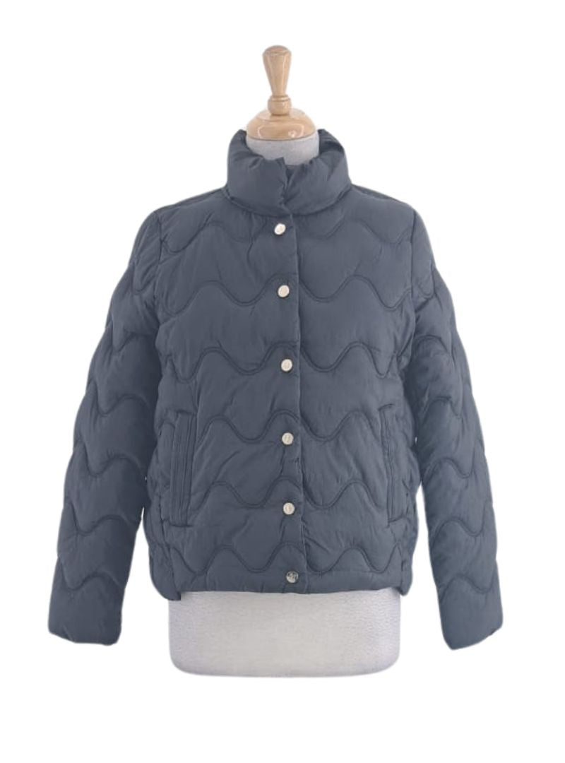 QUILTED PATTERN BUTTON UP JACKET