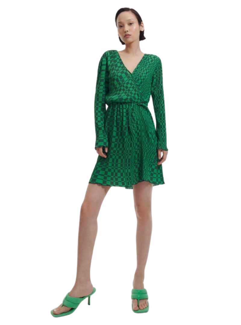 Reserved Ladies Check Pleated Dress - Green