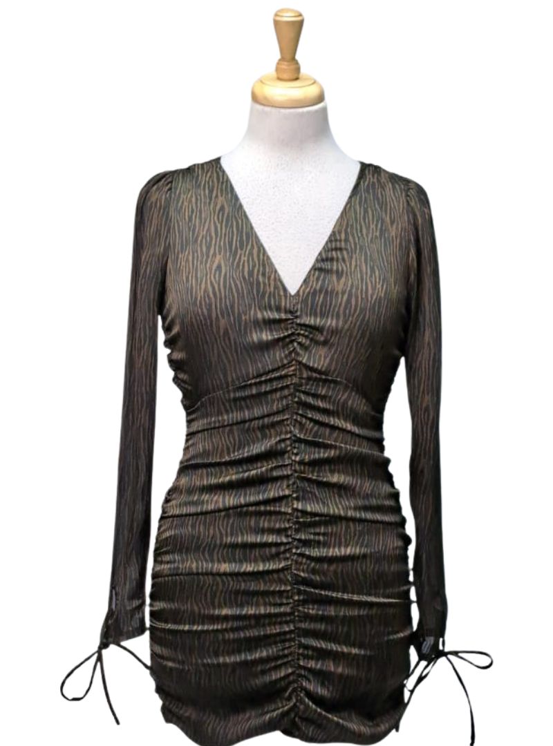 Cropp Ladies detailed printed dress - Black/Brown