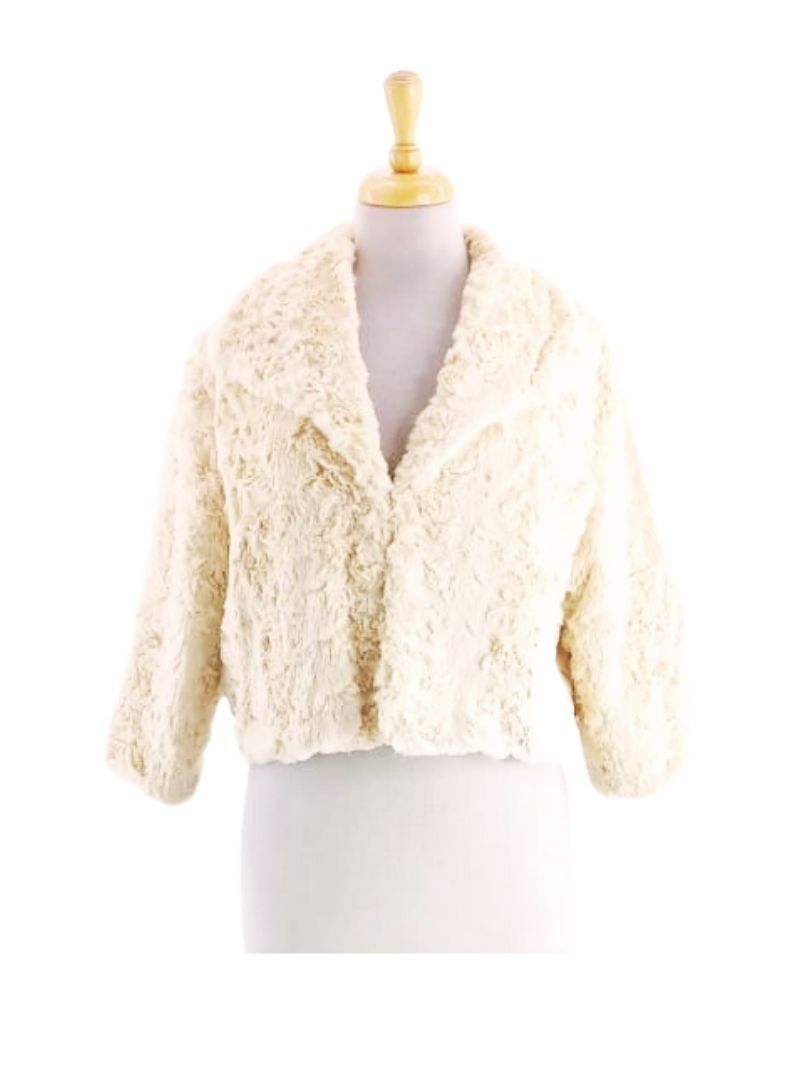 FAUX FUR 3/4 SLEEVE SHRUG JACKET