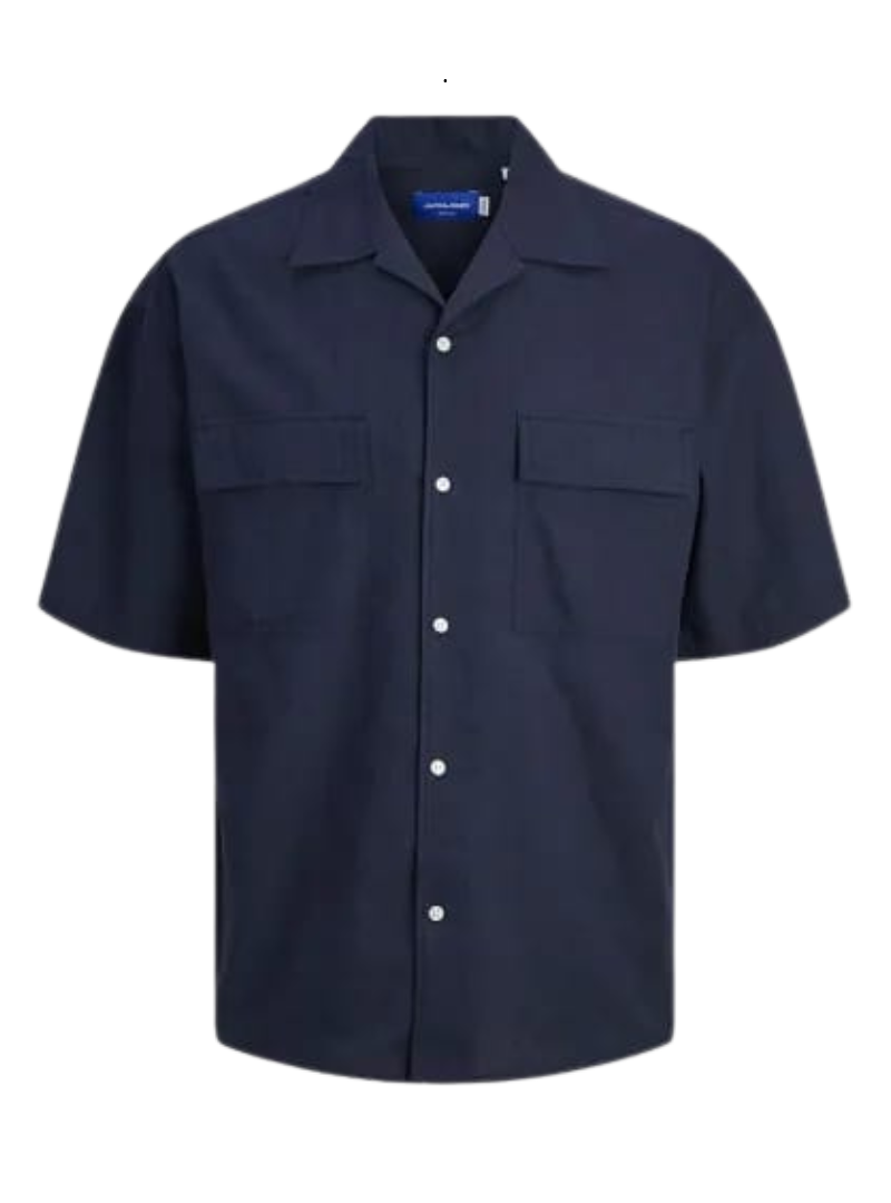 Jack & Jones Mens Linen Shirt - Navy
