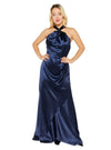 Asos Ladies Satin Halter Maxi Dress - Navy