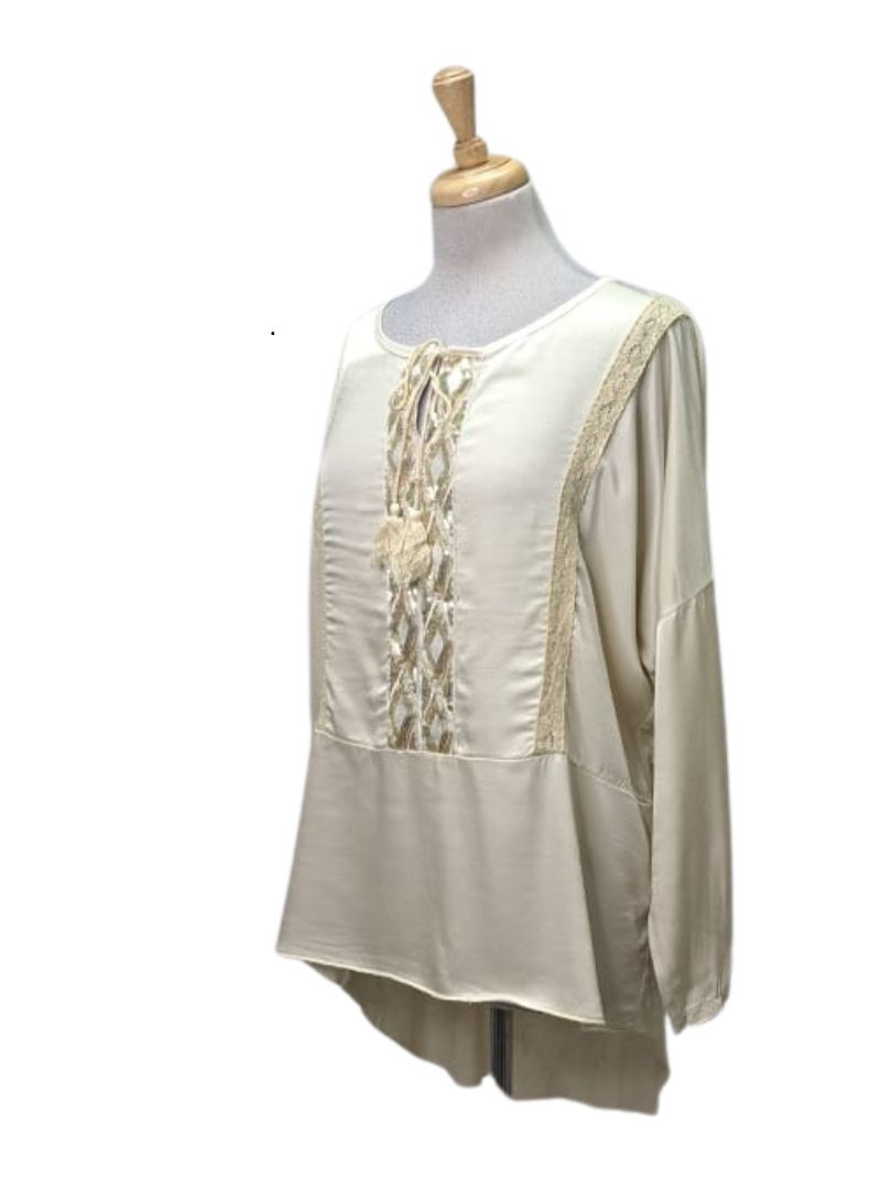 Ada Gatti Ladies Sequins Detail Blouse - Beige