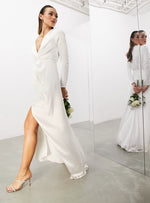 SADIE PLEATED PLUNGE WRAP WEDDING DRESS