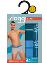 Sloggi Mens Underwear Boxer Shorts ( 2 - Pack ) - Blue/Green