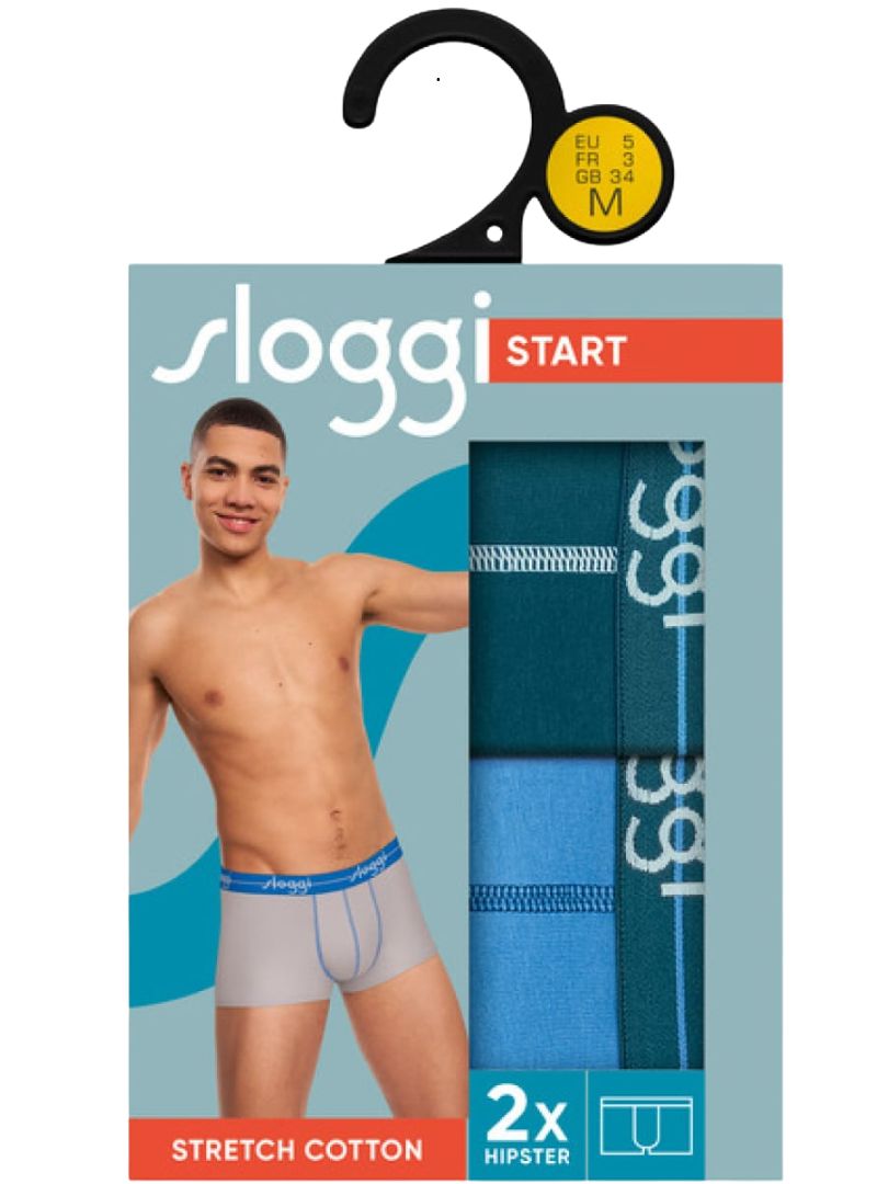 Sloggi Mens Underwear Boxer Shorts ( 2 - Pack ) - Blue/Green