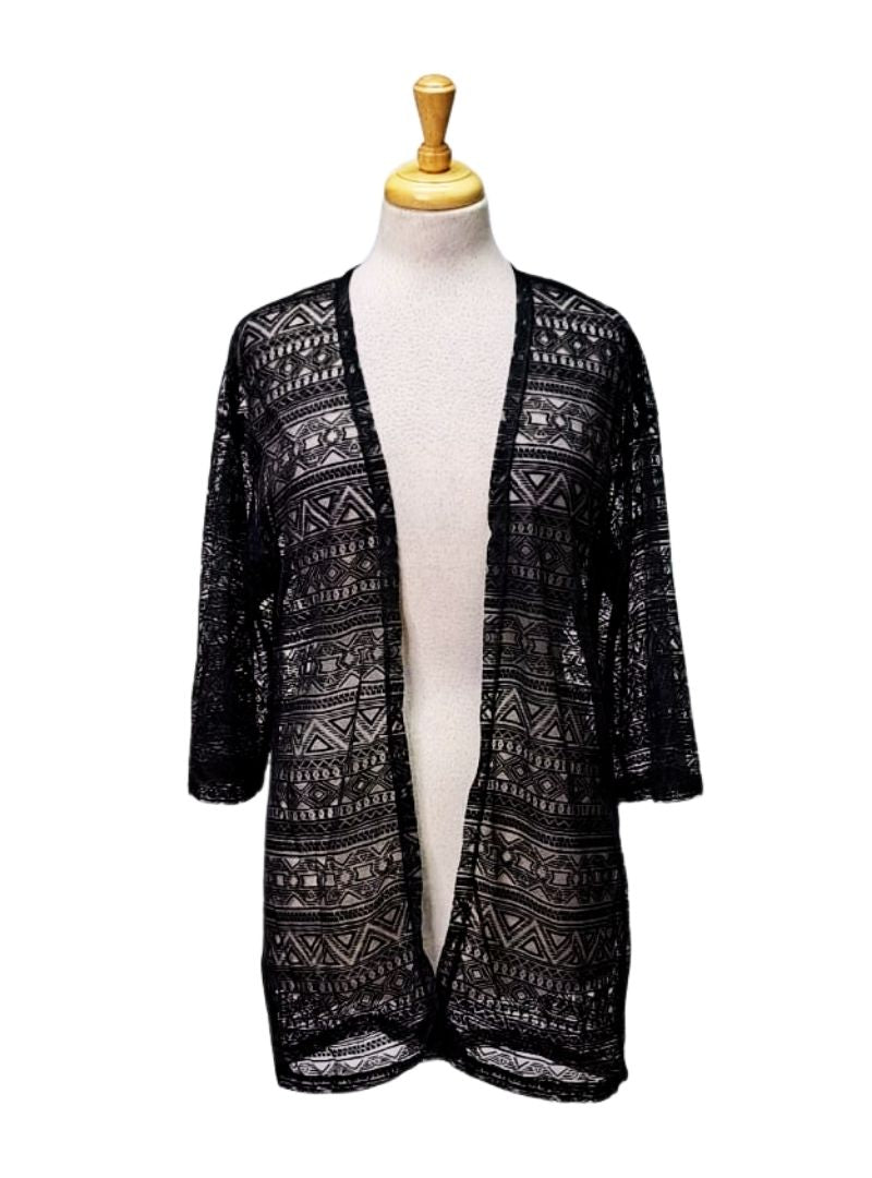 Inside Ladies Sheer Kimono - Black