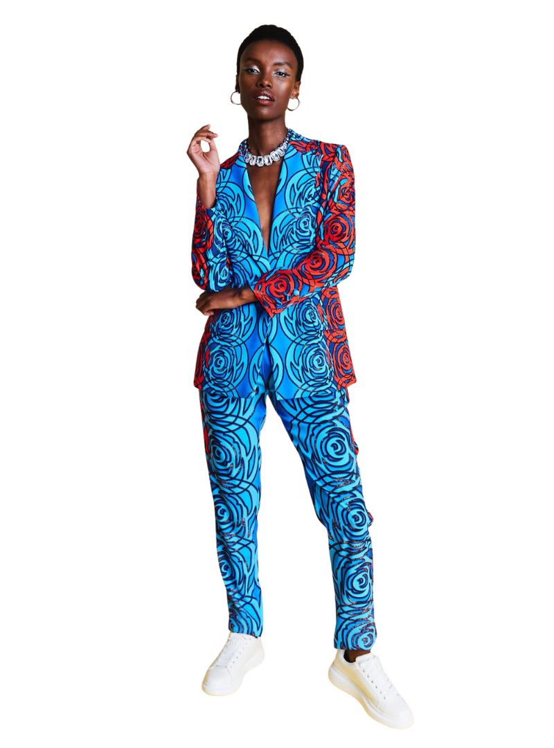 Vanessa Gounden Shaniece Formal Pants - Blue/Red