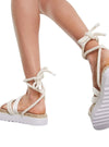 STRAPPY LACE UP PLATFORM ESPADRILLES