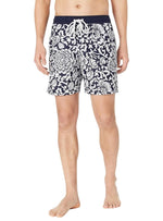 Amazon Essentials Mens Printed Swim Short - Navy/White