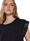 Springfield Ladies Sequins Detail  Tee - Black