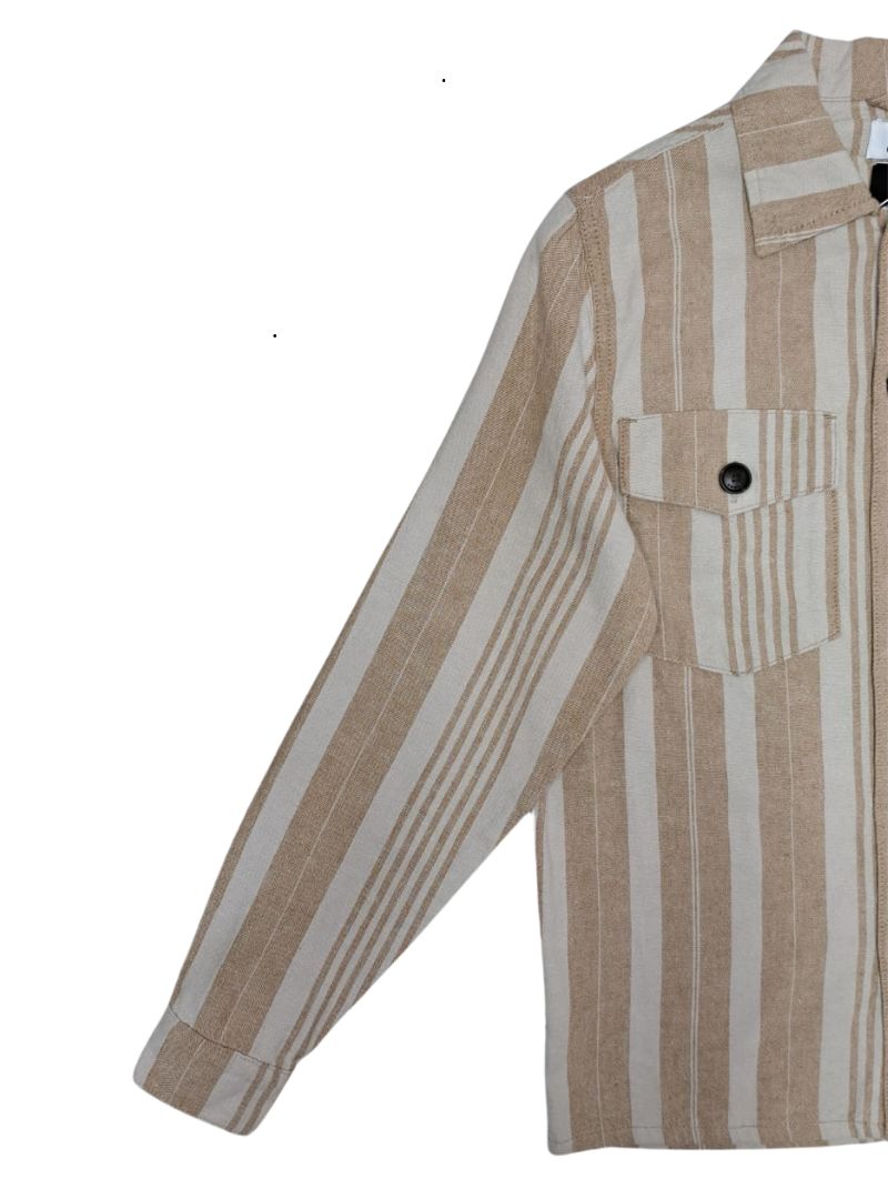 Gabba Mens Striped Long Sleeve Shirt - Brown/Beige