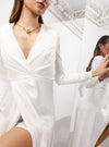 SADIE PLEATED PLUNGE WRAP WEDDING DRESS