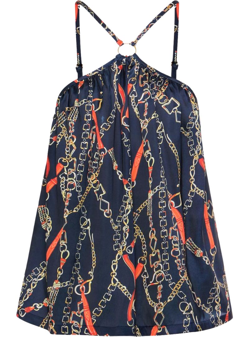 Lascana Ladies Printed Detail Blouse - Navy/Red/Gold