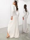 SADIE PLEATED PLUNGE WRAP WEDDING DRESS