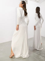 SADIE PLEATED PLUNGE WRAP WEDDING DRESS
