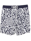 Amazon Essentials Mens Printed Swim Short - Navy/White