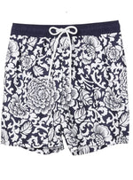 Amazon Essentials Mens Printed Swim Short - Navy/White