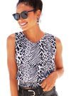 Vivance Ladies Printed Blouse - Black/White