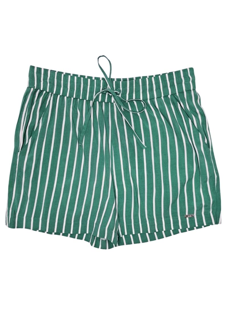 Q/S Ladies Striped Casual Short - Green/White