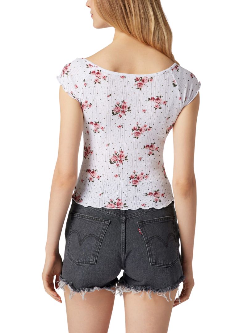 DETAILED FLORAL DOTTED TOP