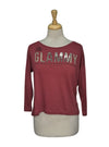 Inside Ladies Print Detail Top - Maroon/Silver