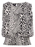 Vivance Ladies Printed Blouse - Black/White