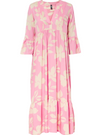 Rainbow Ladies Printed Ruffle Sleeve Dress - Pink/Cream