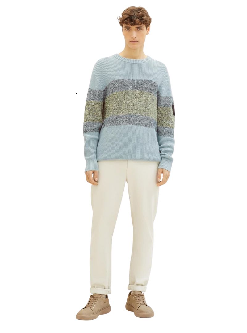 Tom Tailor Mens Detailed Knit Top - Blue