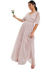 TULLE FLUTTER SLEEVE MAXI DRESS