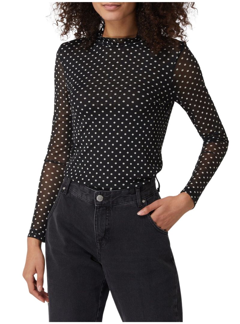 POLKA DOT MESH BLOUSE