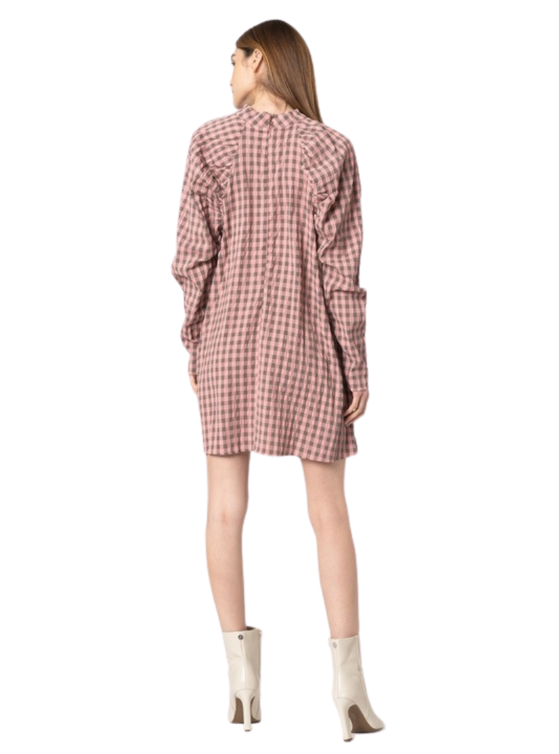 Missguided Ladies Check Dress - Pink/Brown